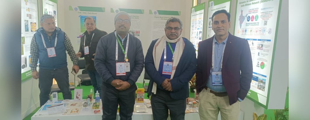Dr. AK Shasany Director Csir Nbri at the institute's stall.