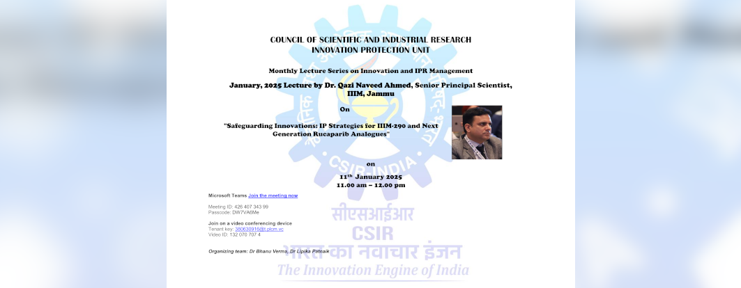 Monthly lecture series conducted by  Dr. Qazi Naveed Ahmed, Sr. Principal Scientist, IIIM Jammu