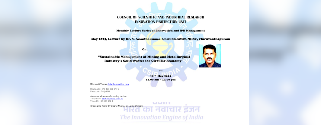 Monthly lecture conducted by Dr Ananthakumar S, Chief Scientist, NIIST, Thiruvanthapuram