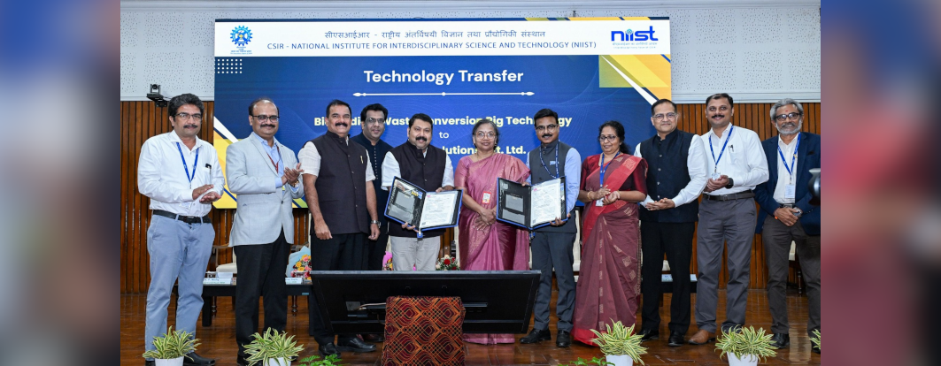 CSIR-NIIST has transferred the Biomedical Waste Conversion Rig Technology to Bio Vastum Solutions Pvt. Ltd.