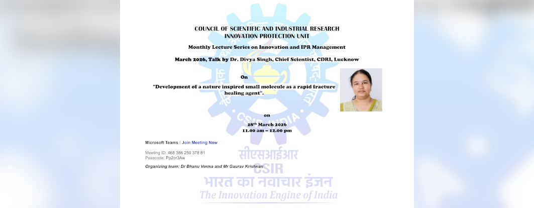 Lecture on "Development of a nature inspired small molecule as a rapid fracture healing agent"