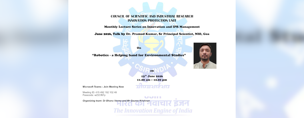 Monthly lecture series on “Robotics - a Helping hand for Environmental Studies”
