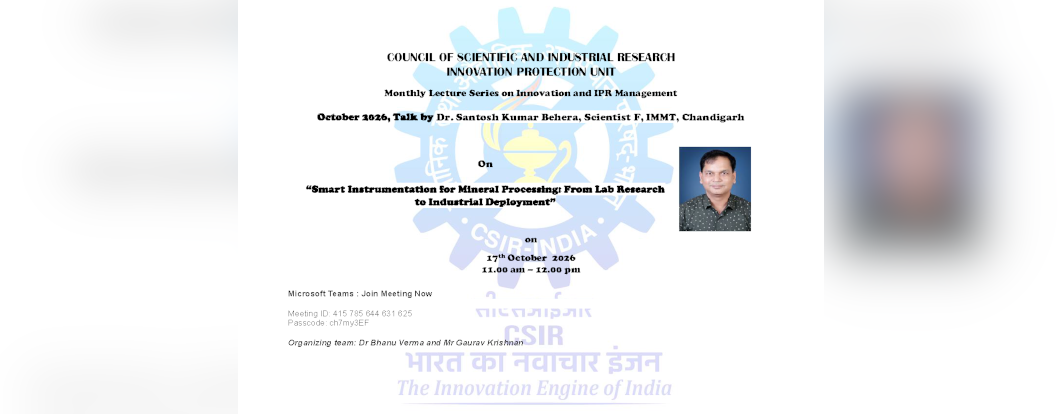 Lecture on “Smart Instrumentation for Mineral Processing: From Lab Research to Industrial Deployment”