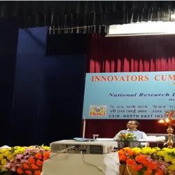 Dr. G Narahari Sastry, Director, CSIR-NEIST, delivering the Welcome Address during the inaugural program of the "Establishment of the CSIR-CMERI Centre for Post-harvest Processing and Research" at CSIR-NEIST