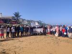 CSIR-NIIST volunteers at Kovalam beach involved in the cleaning activity
